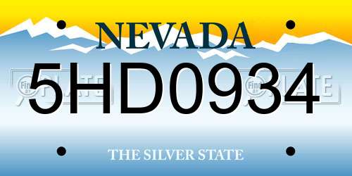 5HD0934 Nevada License Plate