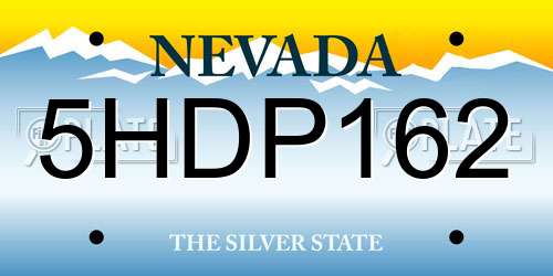 5HDP162 Nevada License Plate