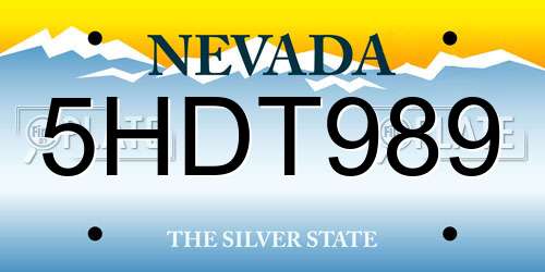 5HDT989 Nevada License Plate
