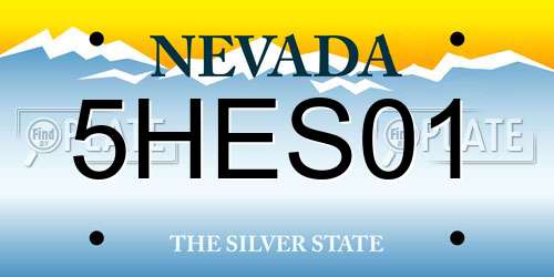 5HES01 Nevada License Plate
