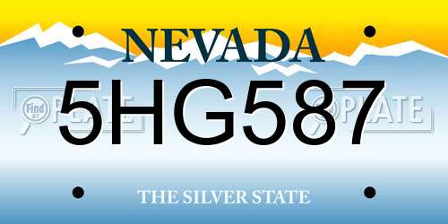 5HG587 Nevada License Plate