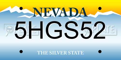 5HGS52 Nevada License Plate