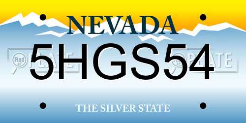 5HGS54 Nevada License Plate