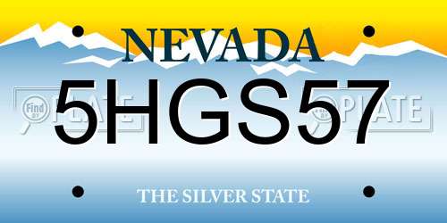 5HGS57 Nevada License Plate