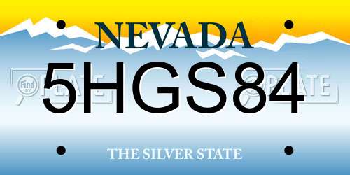 5HGS84 Nevada License Plate