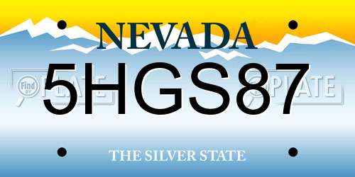 5HGS87 Nevada License Plate
