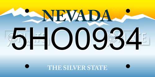 5HO0934 Nevada License Plate