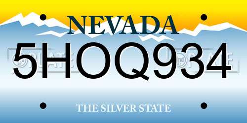 5HOQ934 Nevada License Plate