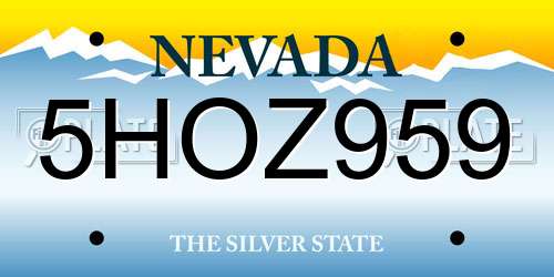5HOZ959 Nevada License Plate