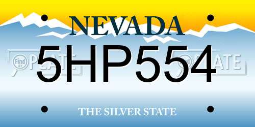 5HP554 Nevada License Plate