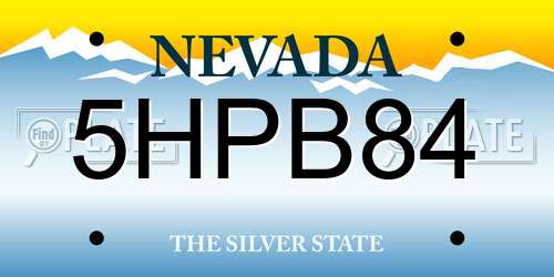 5HPB84 Nevada License Plate