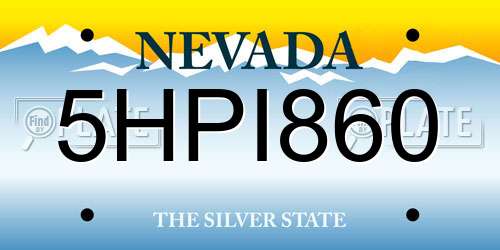 5HPI860 Nevada License Plate