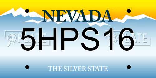 5HPS16 Nevada License Plate