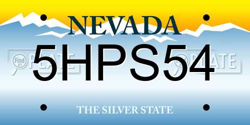5HPS54 Nevada License Plate