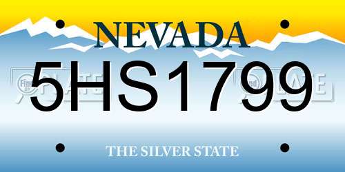 5HS1799 Nevada License Plate