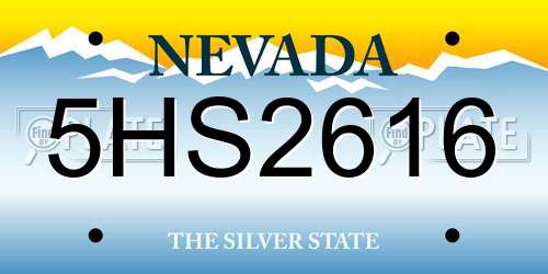 5HS2616 Nevada License Plate