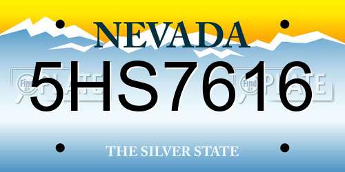 5HS7616 Nevada License Plate