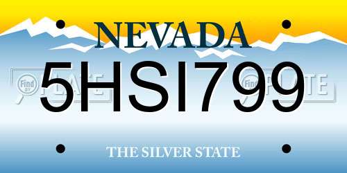 5HSI799 Nevada License Plate