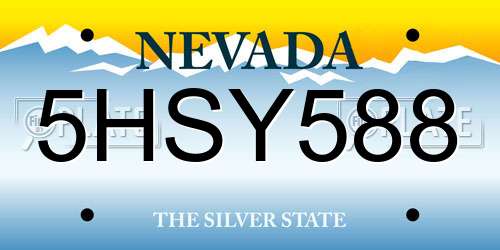 5HSY588 Nevada License Plate