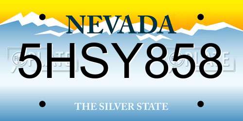 5HSY858 Nevada License Plate