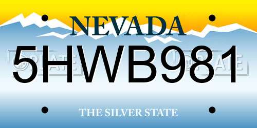 5HWB981 Nevada License Plate