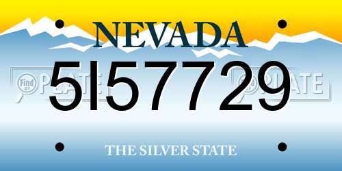 5I57729 Nevada License Plate
