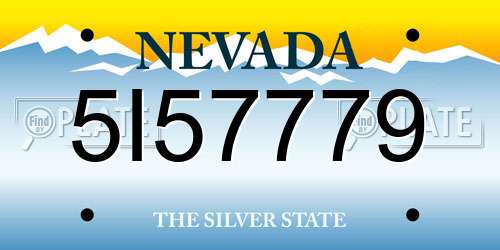 5I57779 Nevada License Plate