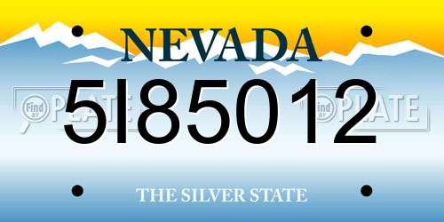 5I85012 Nevada License Plate