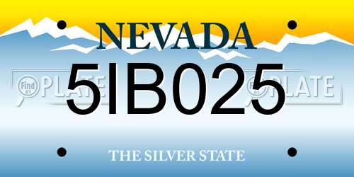 5IB025 Nevada License Plate