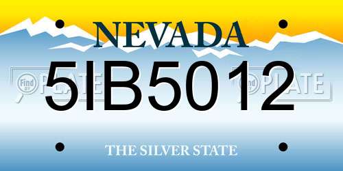 5IB5012 Nevada License Plate