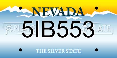5IB553 Nevada License Plate