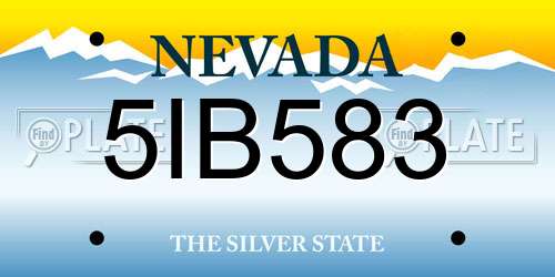 5IB583 Nevada License Plate