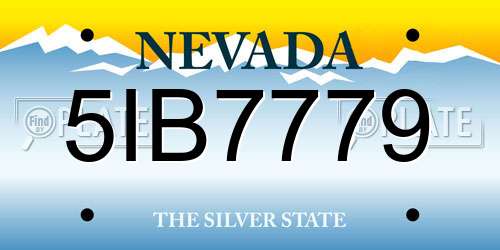 5IB7779 Nevada License Plate