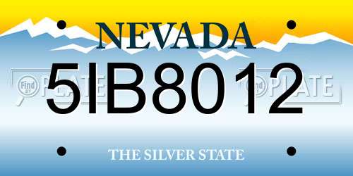 5IB8012 Nevada License Plate