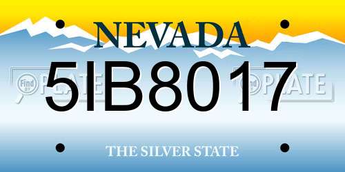 5IB8017 Nevada License Plate