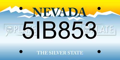 5IB853 Nevada License Plate
