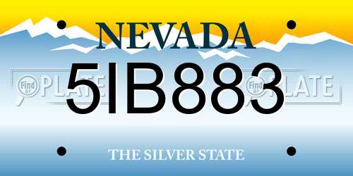 5IB883 Nevada License Plate