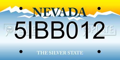 5IBB012 Nevada License Plate