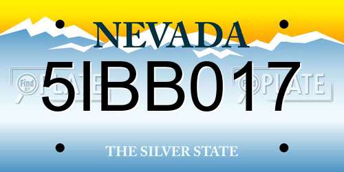 5IBB017 Nevada License Plate