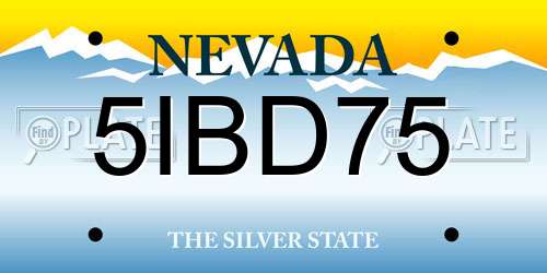 5IBD75 Nevada License Plate