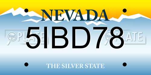 5IBD78 Nevada License Plate