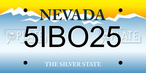 5IBO25 Nevada License Plate