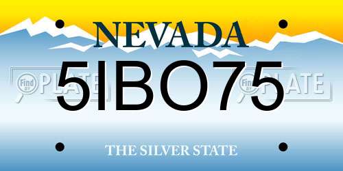 5IBO75 Nevada License Plate