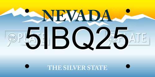 5IBQ25 Nevada License Plate