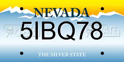 5IBQ78 Nevada License Plate