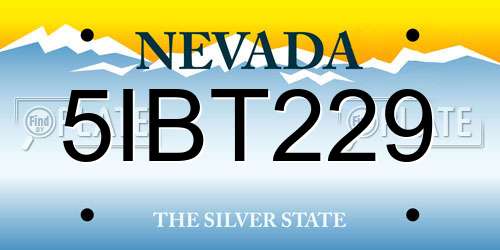 5IBT229 Nevada License Plate
