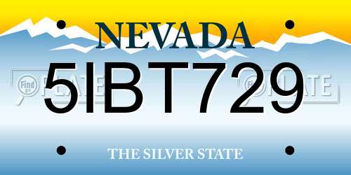 5IBT729 Nevada License Plate