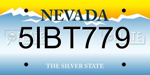 5IBT779 Nevada License Plate