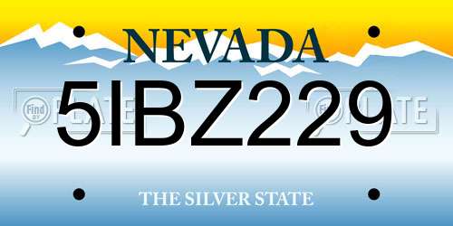 5IBZ229 Nevada License Plate