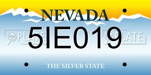 5IE019 Nevada License Plate